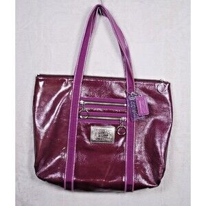 Coach Poppy Patent Glam Tote #13836 Purple Liquid Gloss Bag